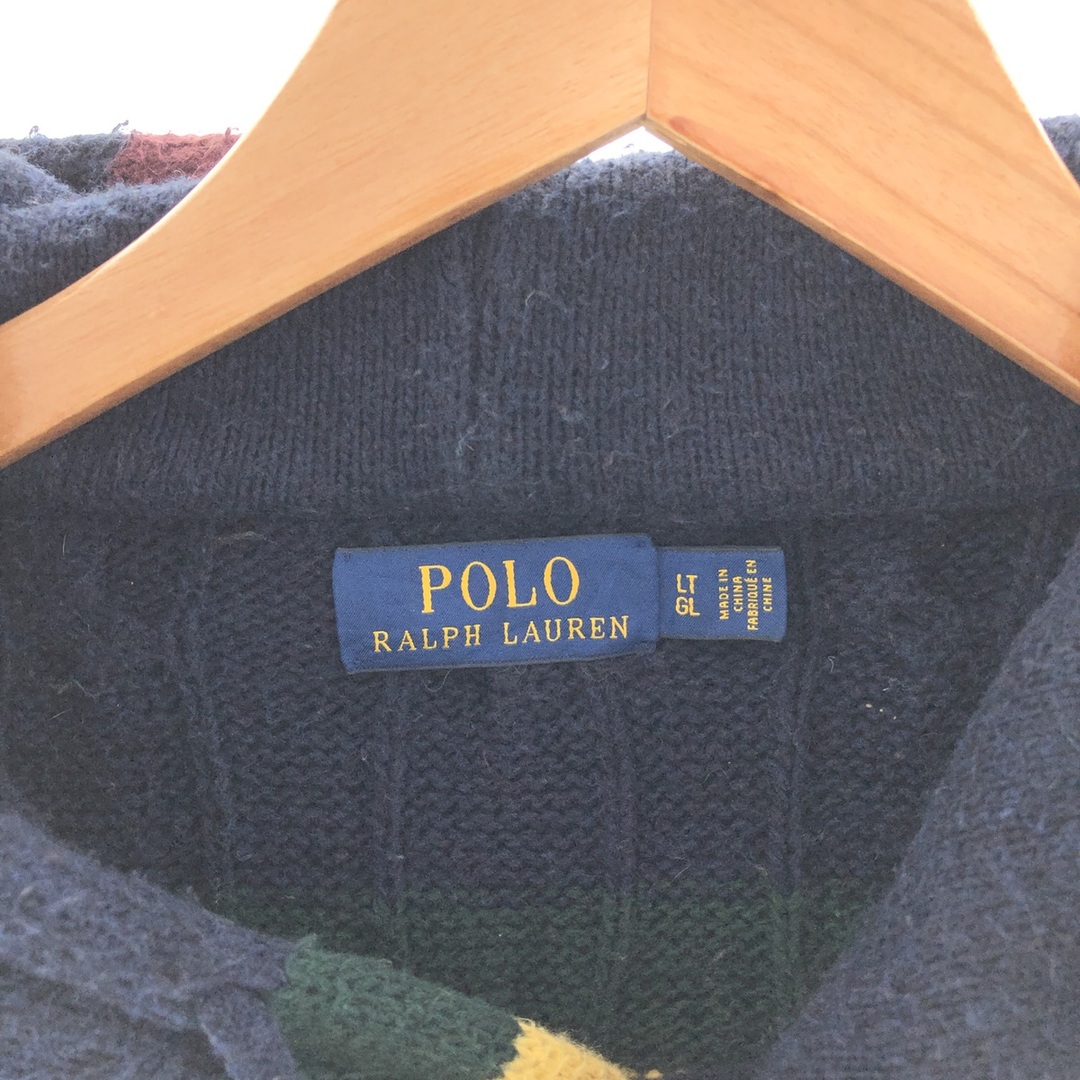 Ralph Lauren(ラルフローレン)の古着 ラルフローレン Ralph Lauren POLO RALPH LAUREN ボーダー柄 ケーブル編み コットンニットパーカー メンズL /taa001541 メンズのトップス(ニット/セーター)の商品写真