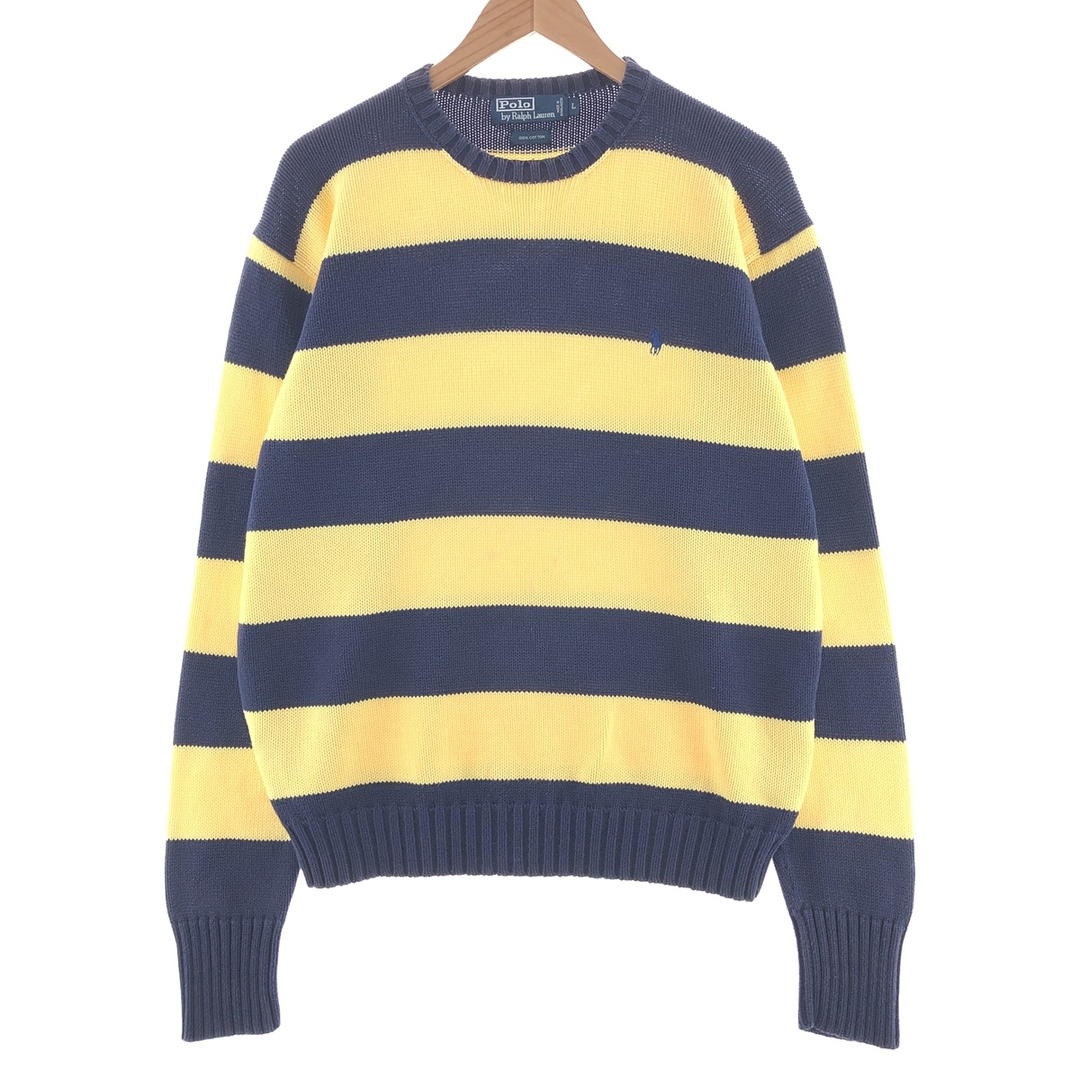 Ralph Lauren(ラルフローレン)の古着 ラルフローレン Ralph Lauren POLO by Ralph Lauren ボーダー柄 コットンニットセーター メンズL ヴィンテージ /taa002324 メンズのトップス(ニット/セーター)の商品写真