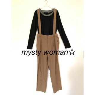 ミスティウーマン(mysty woman)のmysty woman☆騙しタンクトップロンT＋バックリボンサロペット(サロペット/オーバーオール)