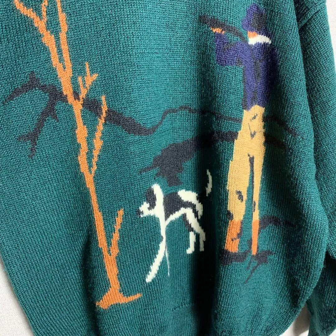 ニット ハンター 犬 レトロデザイン 緑 黒 白 古着】の通販 by ニット ハンター 犬 レトロデザイン 緑 黒 白 古着】の通販 by