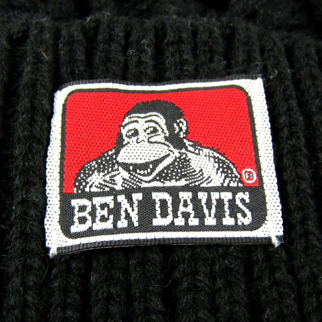 BEN DAVIS(ベンデイビス)のベンデイビス ニットキャップ ニット帽 ロゴ ウール混 ブランド 帽子 レディース ブラック BEN DAVIS レディースの帽子(ニット帽/ビーニー)の商品写真