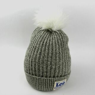 リー(Lee)のリー ニットキャップ ニット帽 ロゴ ボンボン ブランド 帽子 レディース Mサイズ グレー Lee(ニット帽/ビーニー)