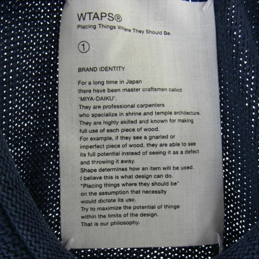 W)taps(ダブルタップス)のWTAPS ダブルタップス ニット 15SS 151MADT-KNM01 AVANT SWEATER WOOL アバント セーター コットン ニット ネイビー系 1【中古】 メンズのトップス(ニット/セーター)の商品写真