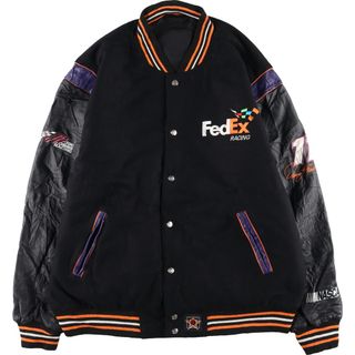 古着 JH DESIGN FedEx RACING リバーシブル 袖革ウールスタジャン ...