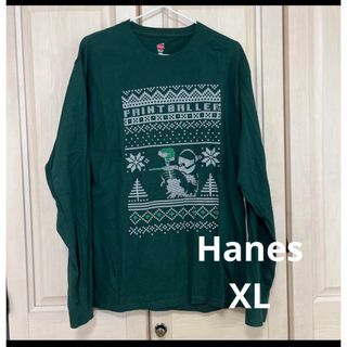 ヘインズ(Hanes)のHanes クリスマス　ヘインズ　XL メンズ長袖Ｔシャツ　アメカジ　古着(Tシャツ/カットソー(七分/長袖))