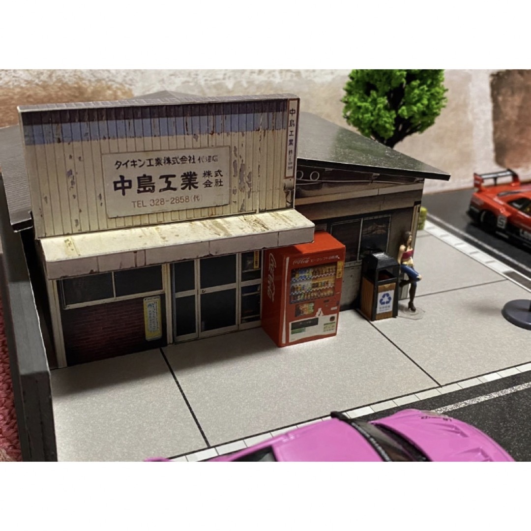 1/64 町工場　中島工業　レトロ工場　自販機付き　ジオラマ　トミカサイズレア