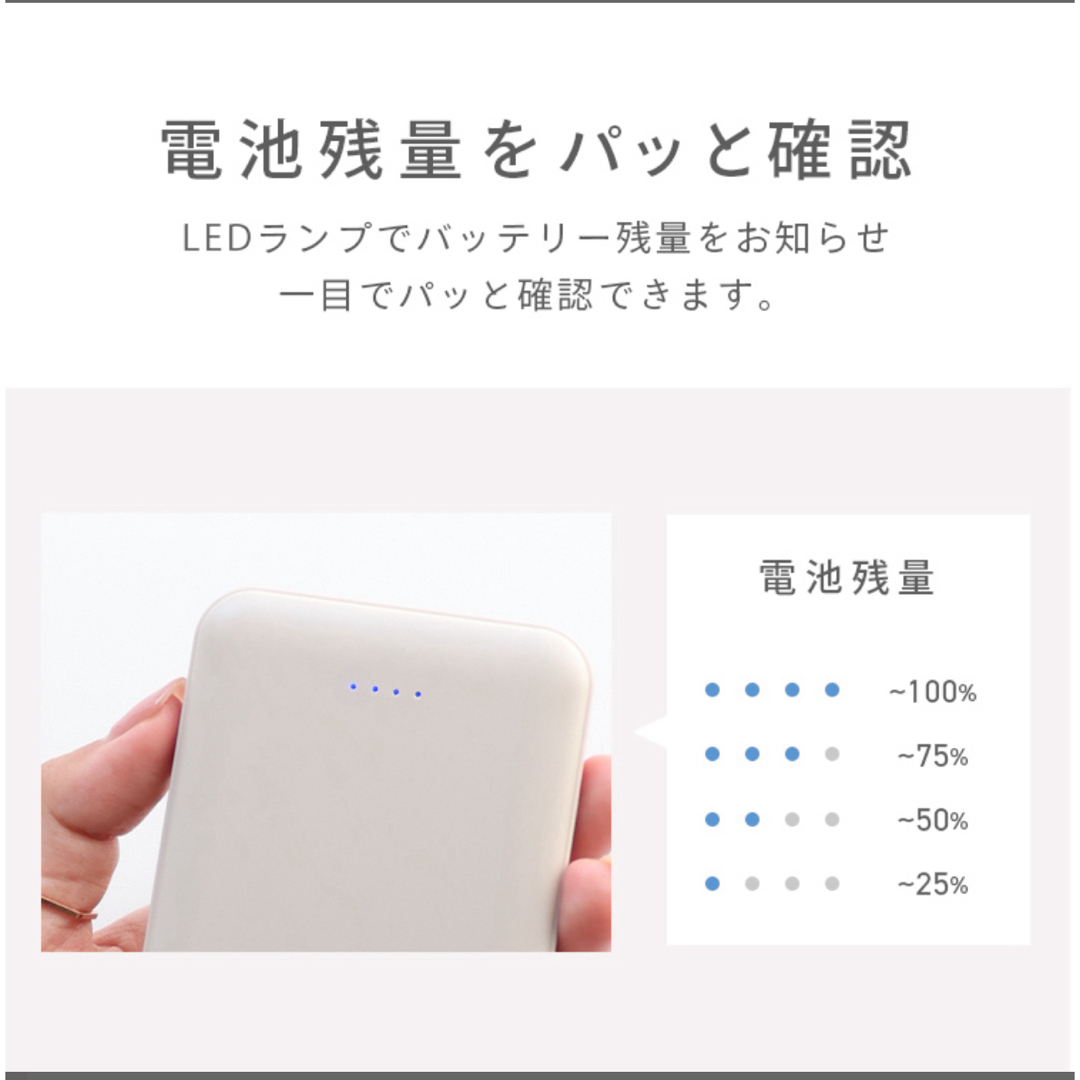 モバイルバッテリー 大容量 軽量 小型 薄型 スマホ/家電/カメラのスマートフォン/携帯電話(バッテリー/充電器)の商品写真