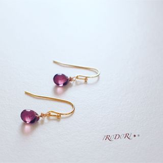 2-11. しずくピアス＊アメジスト　チェコ　ドロップ(ピアス)