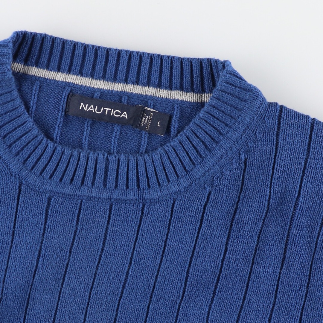 NAUTICA(ノーティカ)の古着 ノーティカ NAUTICA リブ編み コットンニットセーター メンズL /eaa373042 メンズのトップス(ニット/セーター)の商品写真