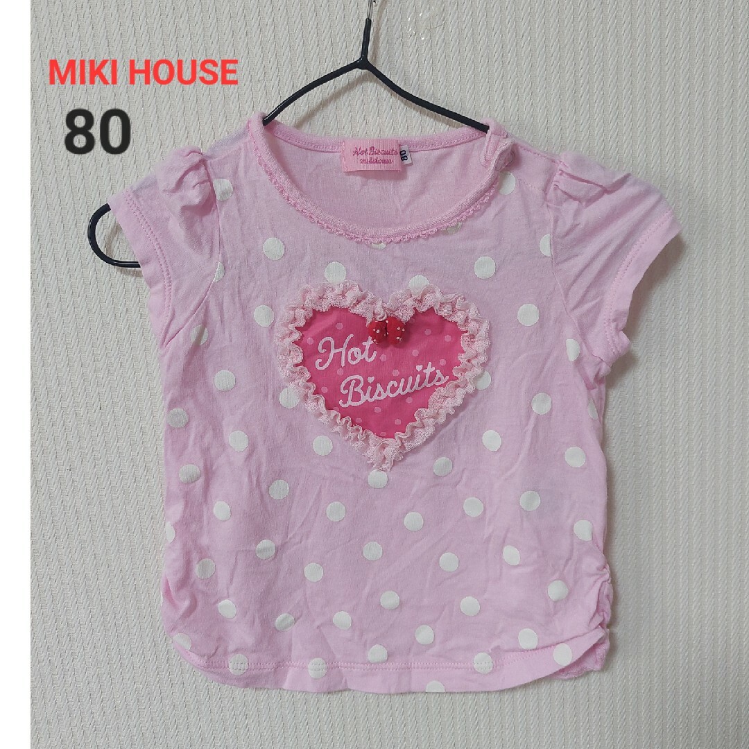 mikihouse(ミキハウス)のMIKI HOUSE　ミキハウス　ピンク　半袖　Tシャツ　80㎝ キッズ/ベビー/マタニティのベビー服(~85cm)(シャツ/カットソー)の商品写真