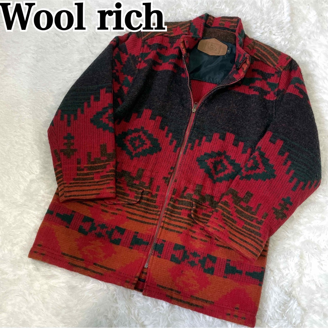 美品 Woor rich ブルゾン ネイティブ柄 M レッド USA製 90s