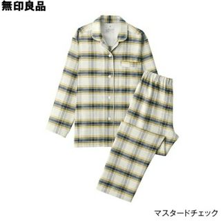 ムジルシリョウヒン(MUJI (無印良品))の【新品】  無印良品 脇に縫い目のないフランネルパジャマ／Ｌ／マスタードチェック(パジャマ)