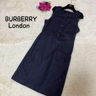 バーバリー(BURBERRY)の【極美品】定価59000円 BURBERRY LONDON ワンピース ブラック(ロングワンピース/マキシワンピース)