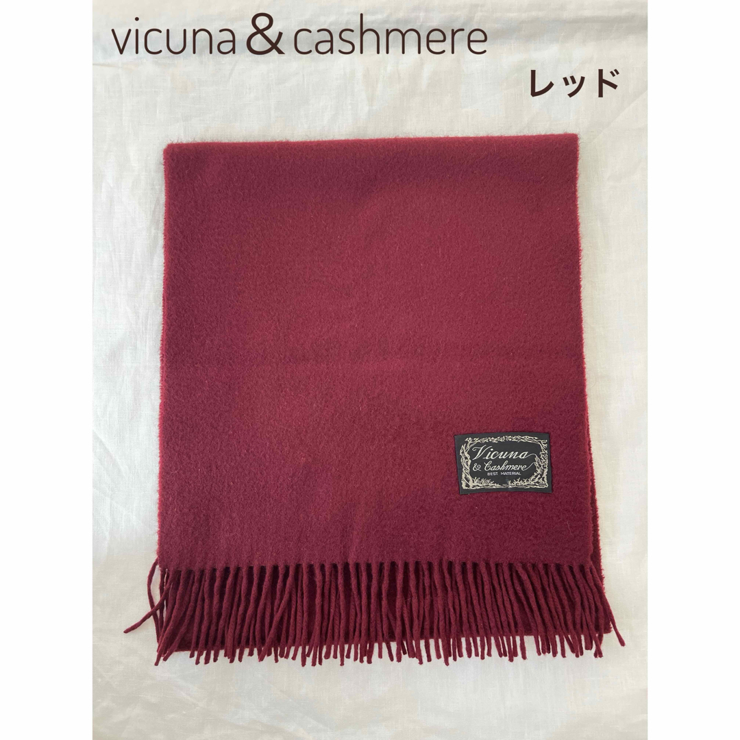 vicuna＆cashmere ビキューナ\u0026カシミヤフリンジ付きストール　レッド