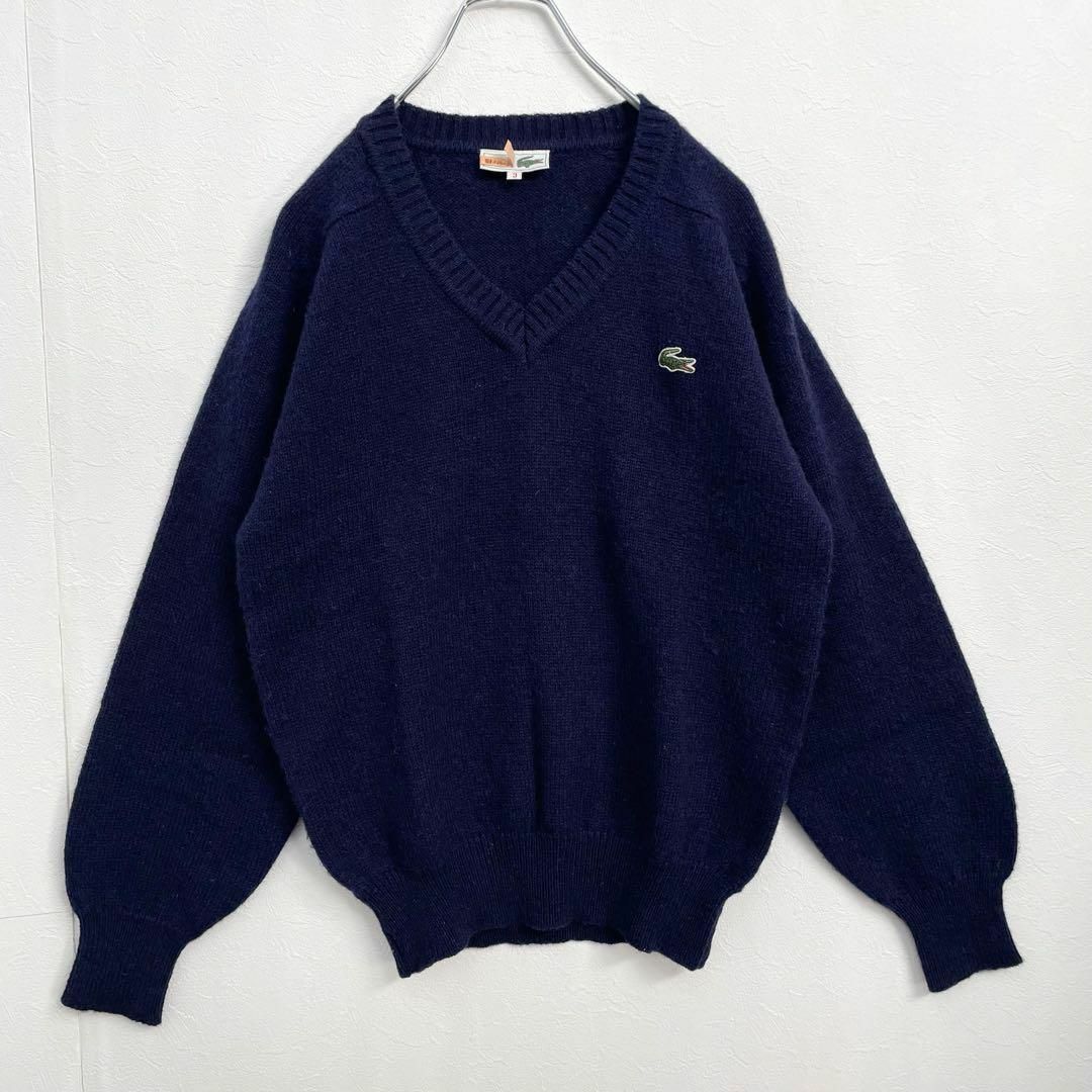 LACOSTE - ラコステ LACOSTE Vネック ワニロゴ 文字ワニ ニット LACOSTE - ラコステ LACOSTE Vネック ワニロゴ 文字ワニ ニット