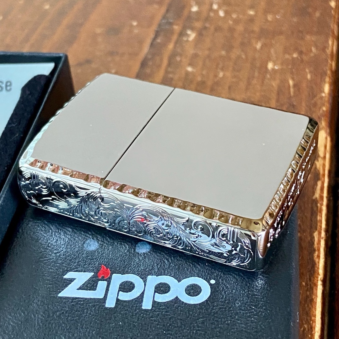 新品 Zippo アーマー 3面 アラベスク プラチナメッキ ジッポー
