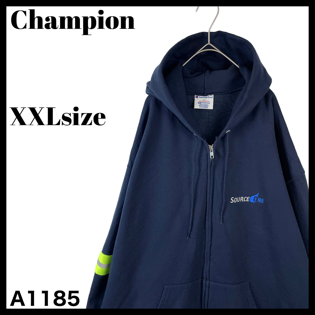 Champion(チャンピオン)のUSA古着 チャンピオン 企業系 ジップアップ スウェットパーカー リフレクター メンズのトップス(パーカー)の商品写真