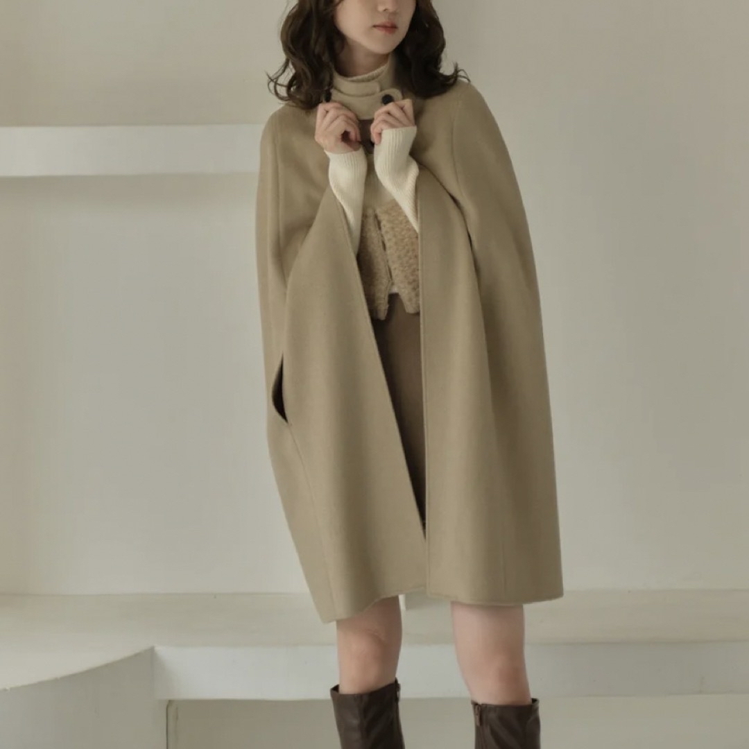 レディースEaphi high neck wool cape coat コートポンチョ