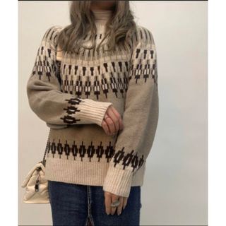 アイモハ(aimoha)のお値下げ。未使用　aimoha ハイネックノルディック柄セーター(ニット/セーター)