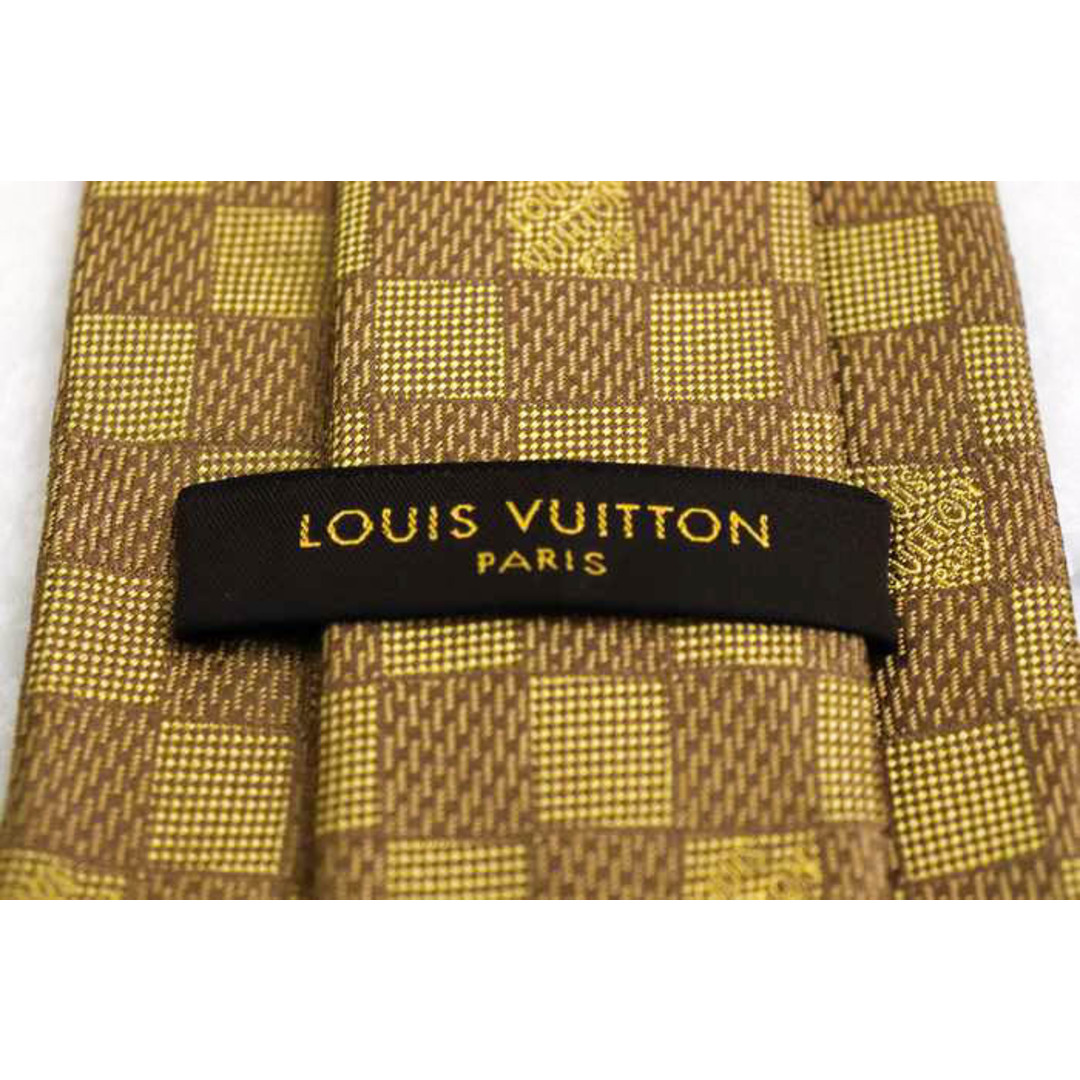 ルイ・ヴィトン ブランド ネクタイ ロゴ ダミエ シルク イタリア製 メンズ ブラウン LOUIS VUITTON