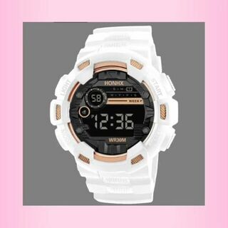 デジタル多機能 メンズ レディース&ボーイズ ガールズ 新品 腕時計 白ゴールド(腕時計(デジタル))
