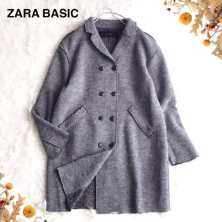 ザラ(ZARA)の@【M】ザラベーシック ダブル ロング コート グレー(ロングコート)