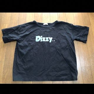 アースミュージックアンドエコロジー(earth music & ecology)の半袖Ｔシャツ　フリーサイズ　Dizzy・・　黒　美品　綿100%　コットン(Tシャツ(半袖/袖なし))