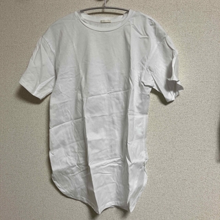 ジーユー(GU)のGU ジーユー"マーセライズドラウンドヘムチュニックT(5分袖)"S ホワイト(Tシャツ(半袖/袖なし))