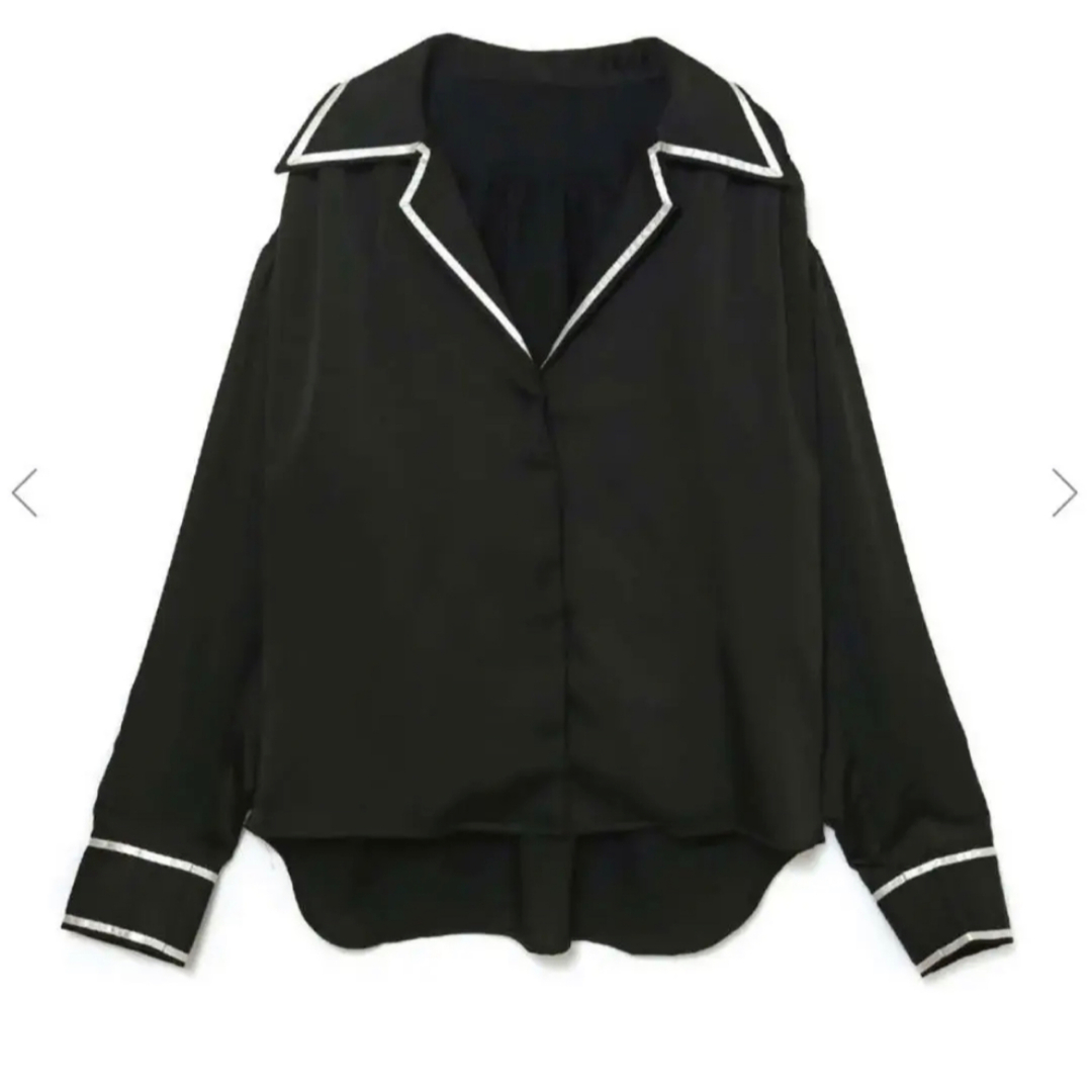 SNIDEL(スナイデル)のmelt the lady piping line shirt black レディースのトップス(シャツ/ブラウス(長袖/七分))の商品写真