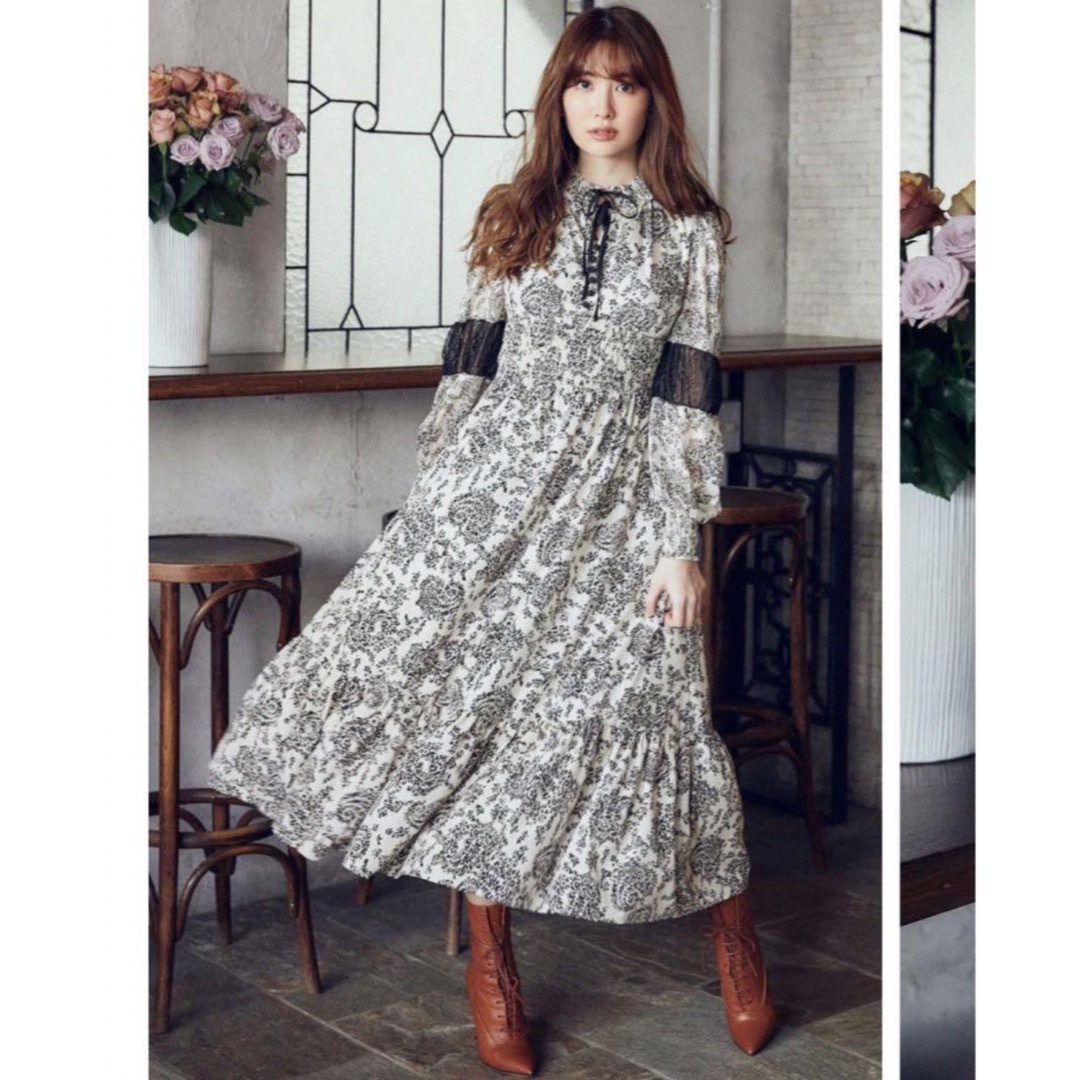 winter floral long-sleeve dress | フリマアプリ ラクマ