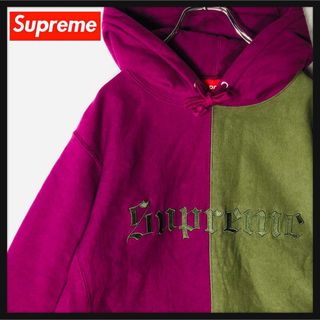 《希少》シュプリーム supreme☆パーカー M デカロゴ パープル ピンク