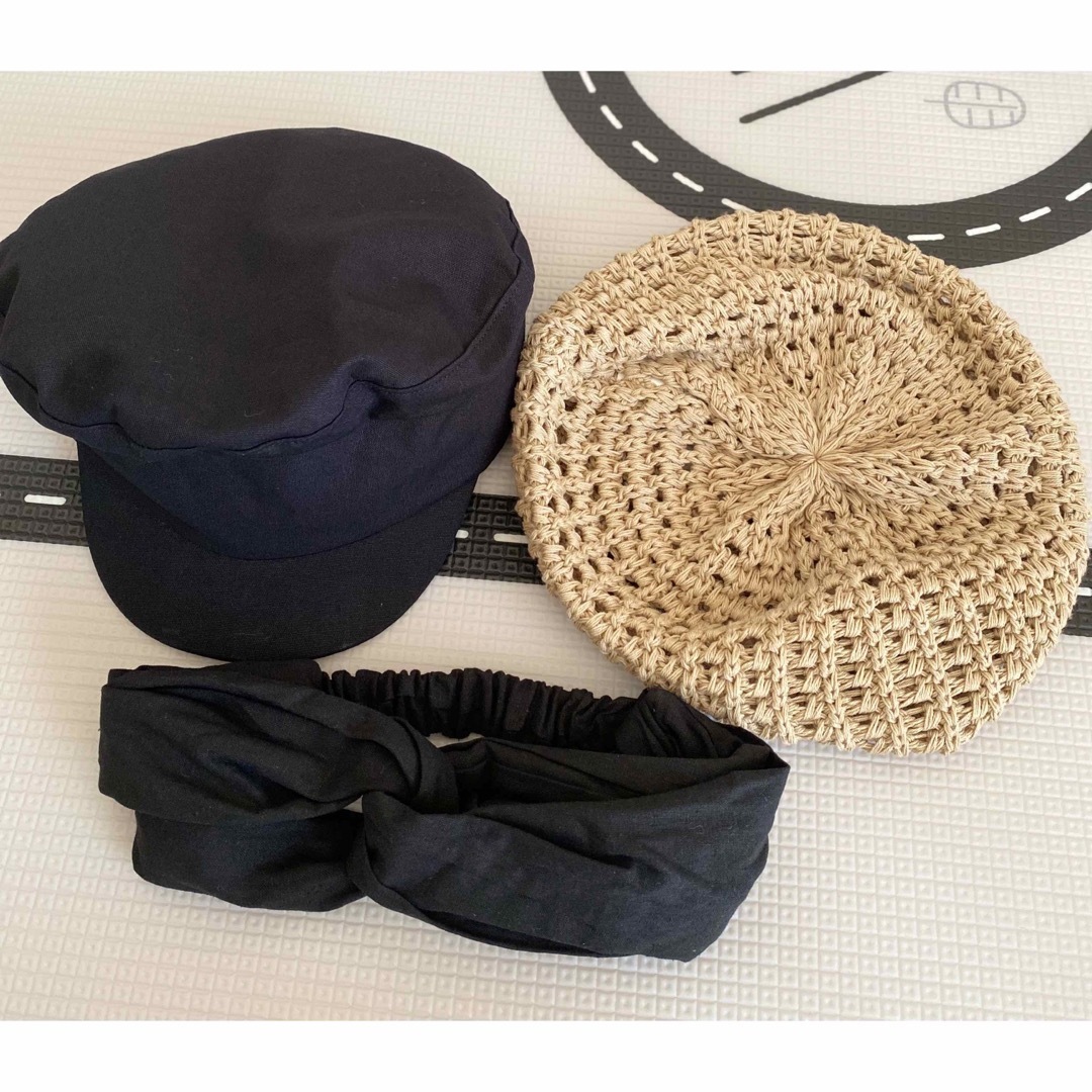 帽子系3点セット　キャスケット　ベレー帽　ヘアバンド レディースの帽子(ハンチング/ベレー帽)の商品写真
