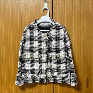 新品未使用　ZARA　ツイード　ノーカラージャケット　M