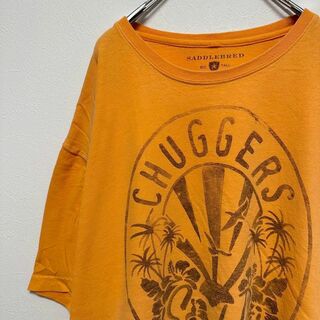 半袖Tシャツ　メンズ　XXL 2XL 古着　ビッグロゴ　夏物　オレンジ(Tシャツ/カットソー(半袖/袖なし))
