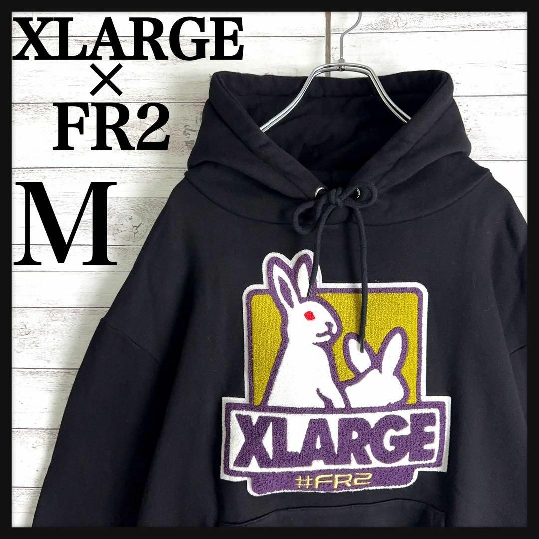 【超人気デザイン】FR2 × XLARGE コラボ バイカー ビッグロゴパーカー