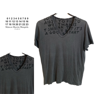 マルタンマルジェラ(Maison Martin Margiela)のMARTIN MARGIELA 2002AW イタリア製 エイズTシャツ 灰×黒(Tシャツ/カットソー(半袖/袖なし))