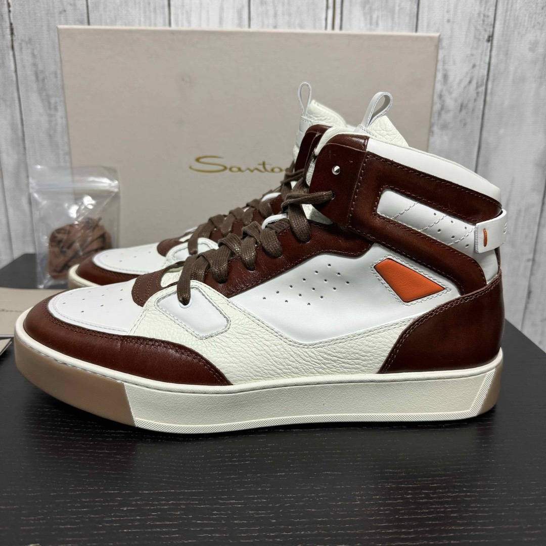 Santoni - 未使用!santoni ハイカットスニーカー!ホワイト Santoni - 未使用!santoni ハイカットスニーカー!ホワイト