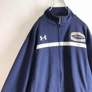 アンダーアーマー(UNDER ARMOUR)のトラックジャケット　古着　アンダーアーマー　M ネイビー　ワンポイントロゴ(ジャージ)