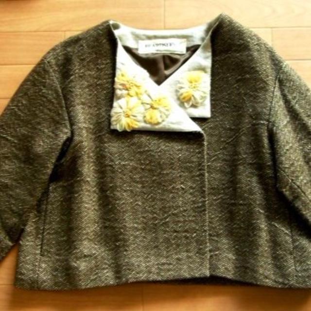 BEARDSLEY - ※美品　BEARDSLEYビアズリー 茶衿刺繍コートF