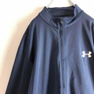 アンダーアーマー(UNDER ARMOUR)のアンダーアーマー　トラックジャケット　L ワンポイントロゴ　メンズ　古着　ネイビ(ブルゾン)