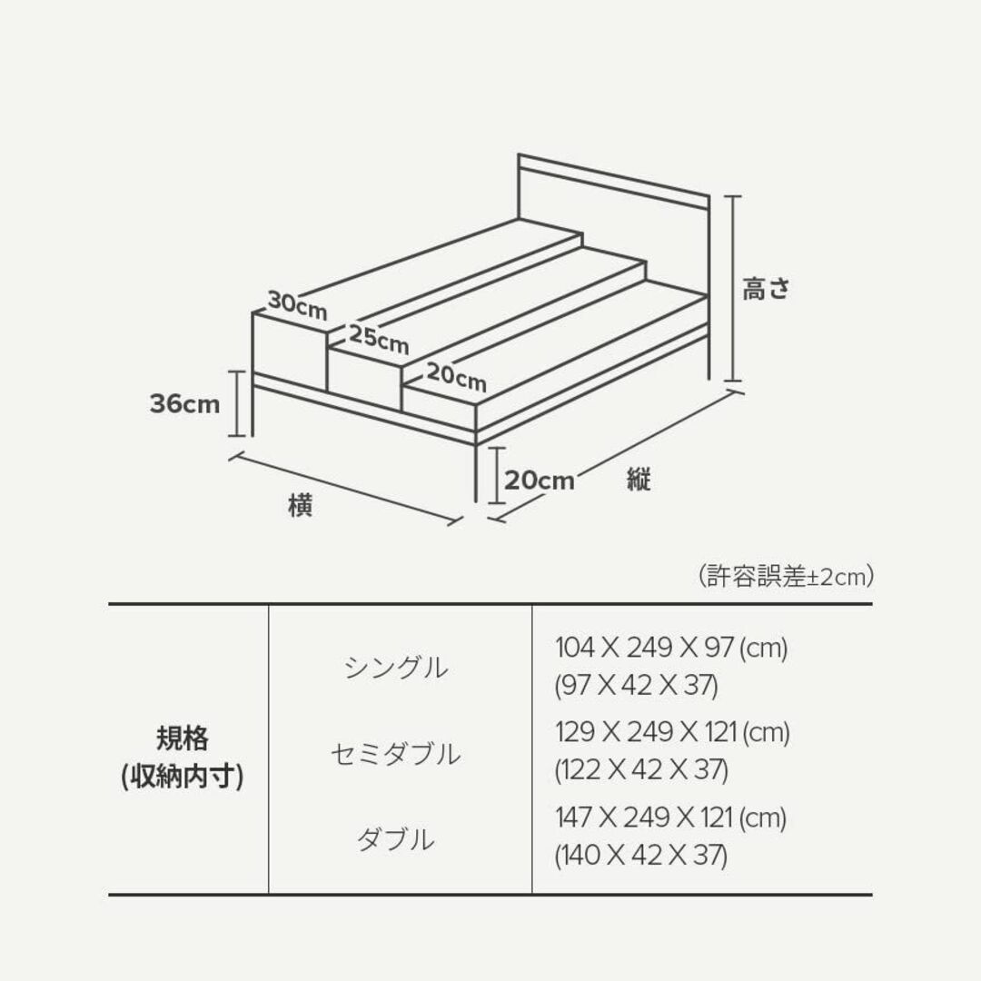 ZINUS 布張り ベッドフレーム セミダブル Wanda Platform B