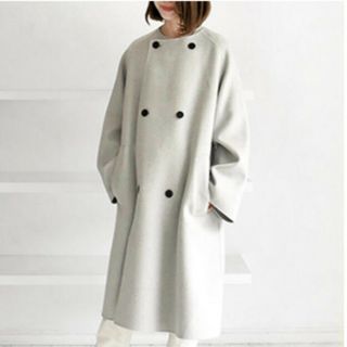 GALERIE VIE - ウールダブルフェイス ダブルブレストノーカラー