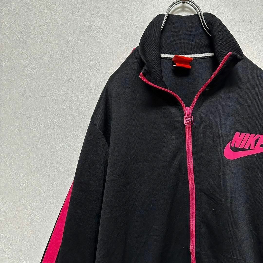 【ビックロゴ☆ポリエステル100%】NIKE トラックジャケット メンズM 黒