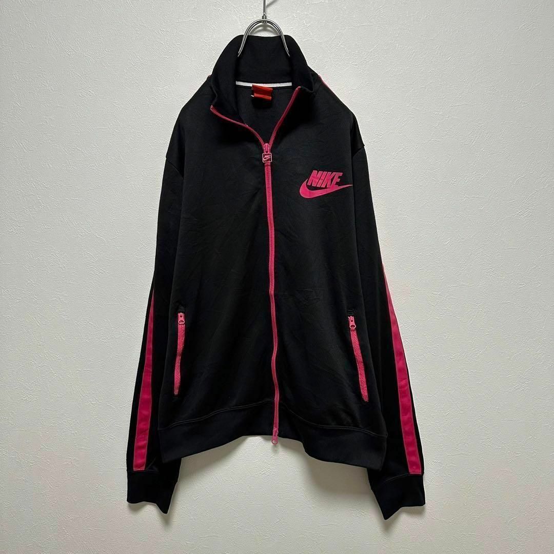 NIKE(ナイキ)のNIKE ナイキ　M ワンポイントロゴ　トラックジャケット　メンズ　古着　黒 レディースのトップス(その他)の商品写真