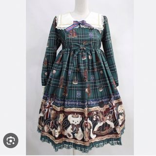 アンジェリックプリティー(Angelic Pretty)のAngelic Pretty  ブリティッシュベア OP グリーン(ひざ丈ワンピース)