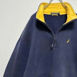 ノーティカ(NAUTICA)のノーティカ　ハーフジップ　トレーナー　スウェット　M メンズ　古着ワンポイント.(スウェット)