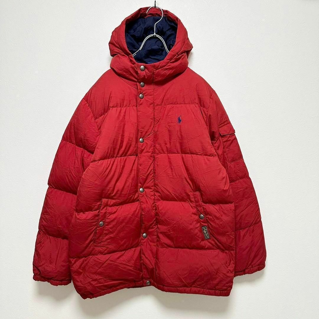 POLO RALPH LAUREN(ポロラルフローレン)のポロ　ラルフローレン　ダウン　レディース　XL 赤レッド　古着　ワンポイントロゴ レディースのジャケット/アウター(ダウンジャケット)の商品写真