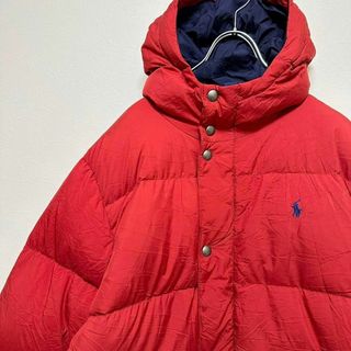 ポロラルフローレン(POLO RALPH LAUREN)のポロ　ラルフローレン　ダウン　レディース　XL 赤レッド　古着　ワンポイントロゴ(ダウンジャケット)