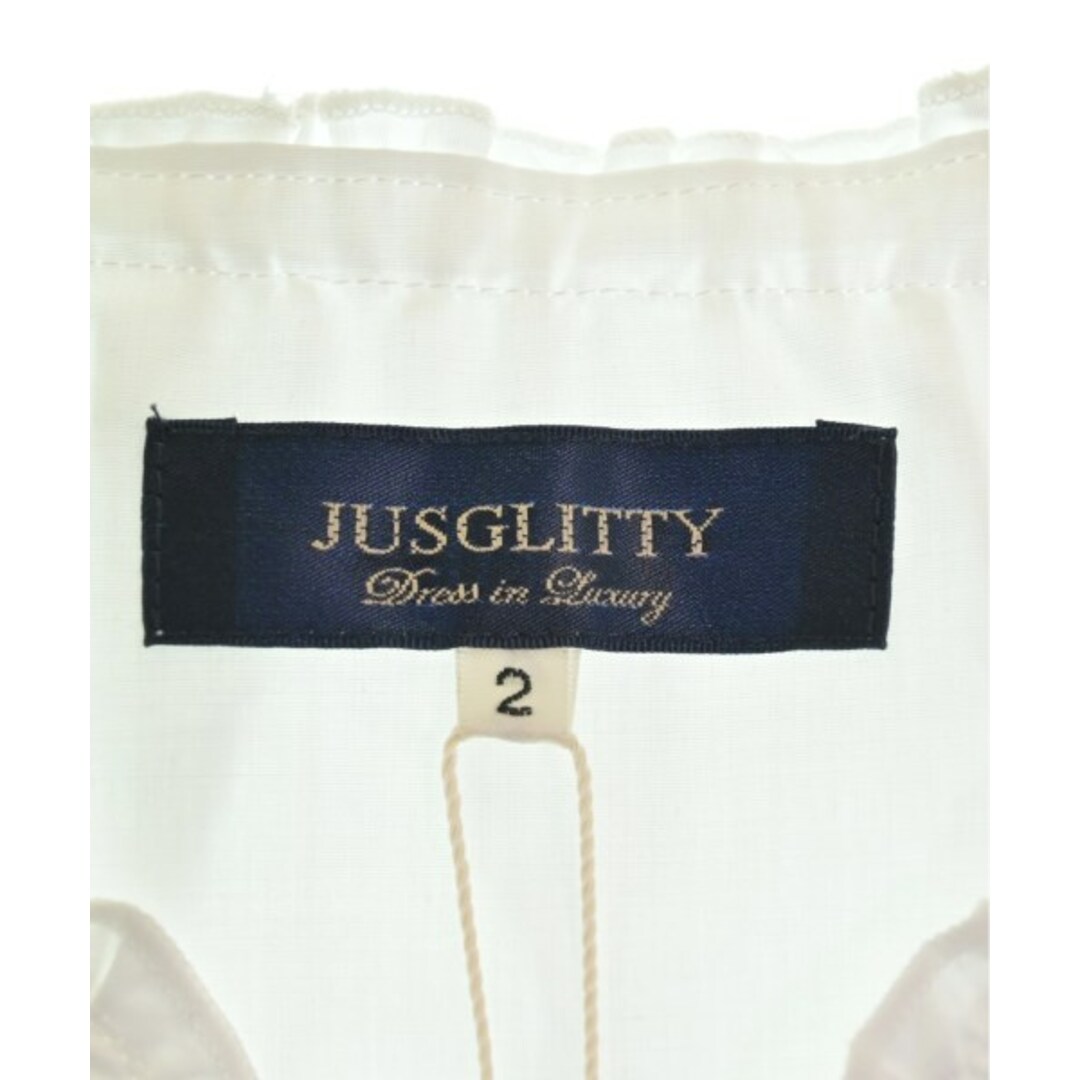 JUSGLITTY(ジャスグリッティー)のJUSGLITTY ジャスグリッティ カジュアルシャツ 2(M位) 白 【古着】【中古】 レディースのトップス(シャツ/ブラウス(長袖/七分))の商品写真