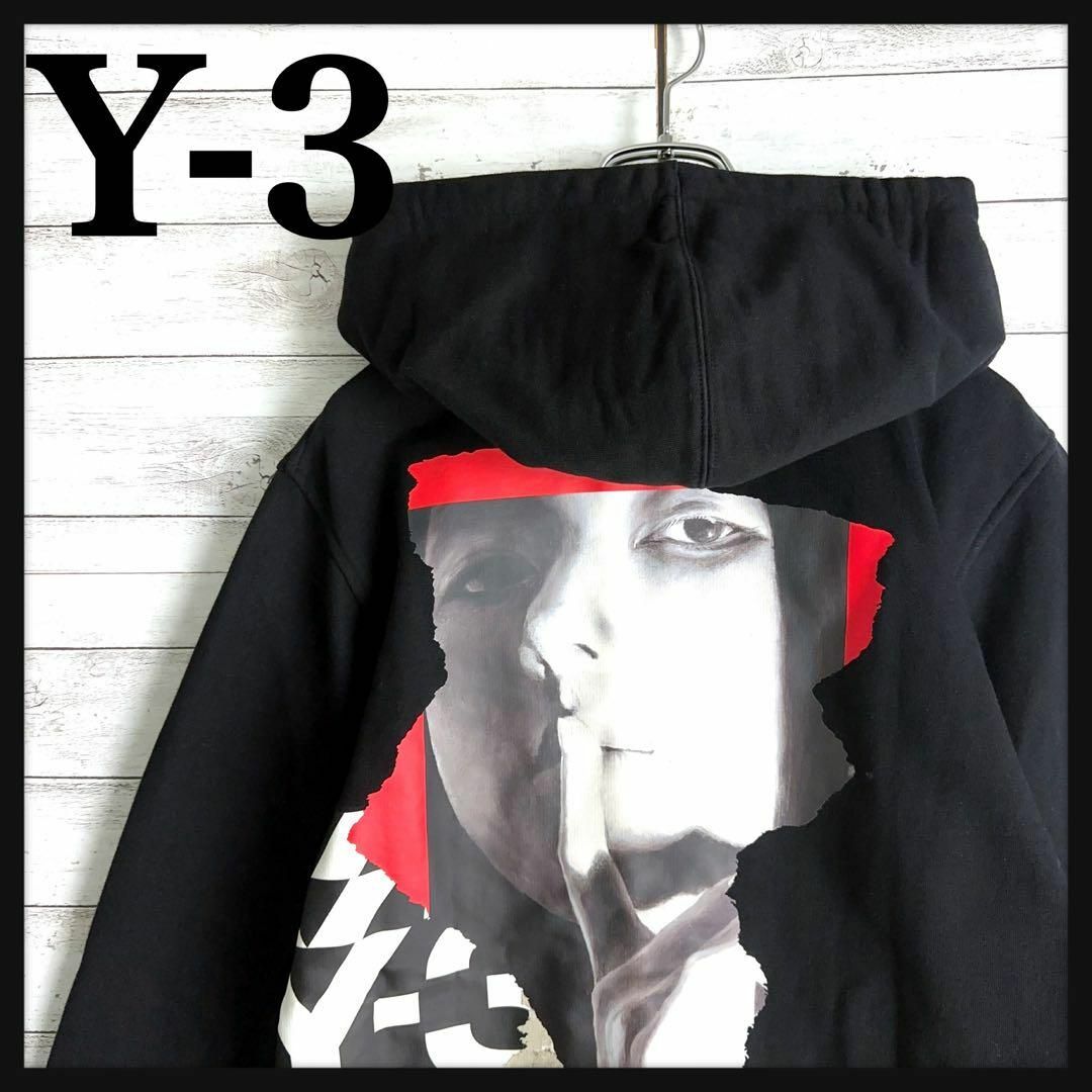 8151【人気デザイン】Y-3☆バックプリント ジップアップパーカー　美品 | フリマアプリ ラクマ